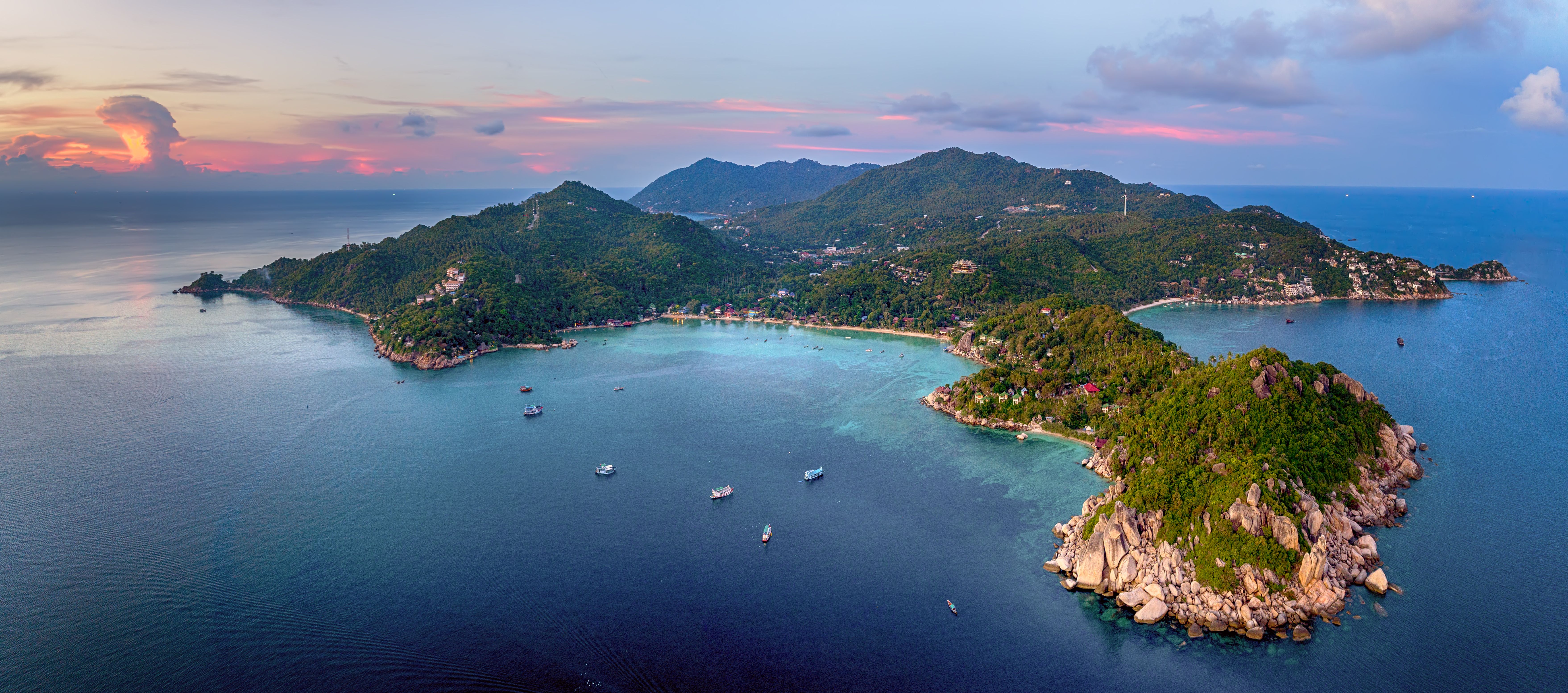 Sunset over Chalok Bay and the Carabao Diving Resort beachfront, Koh Tao